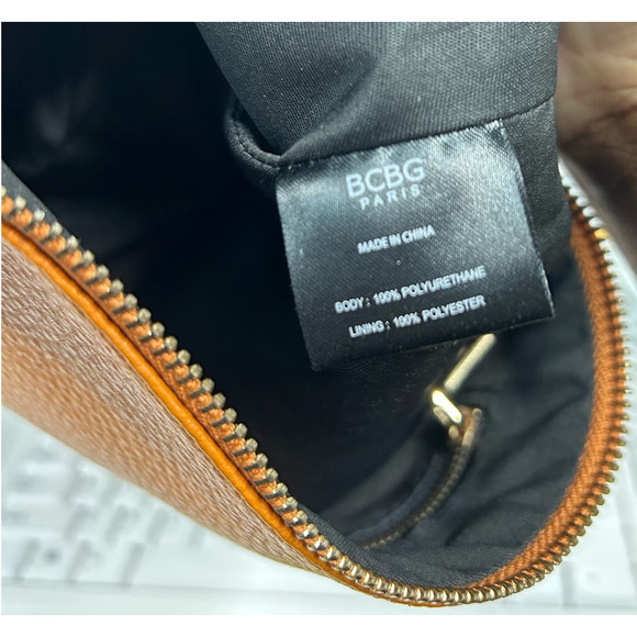 BCBG Paris Hobo Purse Bag Pebble Polyurethane Leather Orange - Picture 11 of 13